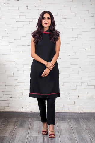 Black & Red Turtle Neck Outfit (2 Piece)