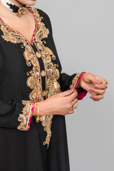 Formal Black Embroidered Shirt with Sharara Pants (3 Piece)