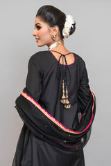 Formal Black Embroidered Shirt with Sharara Pants (3 Piece)