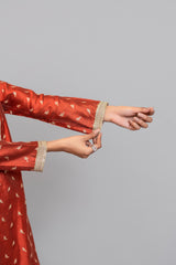 Formal Saffron & Gold Shirt with Red Gharara (3 Piece)