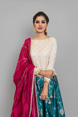Formal Ivory Choli with Jamawar Lehenga (3 Piece)