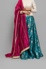 Formal Ivory Choli with Jamawar Lehenga (3 Piece)