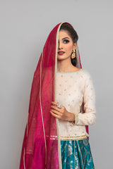 Formal Ivory Choli with Jamawar Lehenga (3 Piece)
