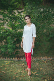 White Side Collar with Red Pants (2 Piece)