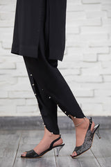 Black tulip Shalwar with Pearls NJ-002