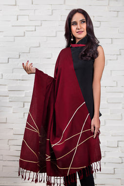 Deep Red Winter Shawl NJ-001