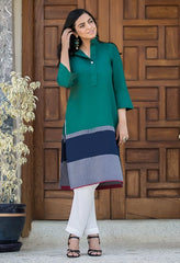 Green Colour Blocked Set (2 Piece)
