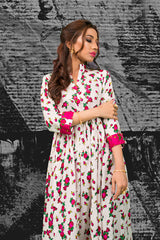 White & Pink Floral Cheent Dress Set (2 Piece)