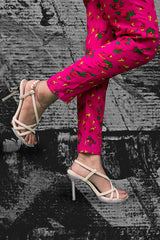 White & Pink Floral Cheent Dress Set (2 Piece)