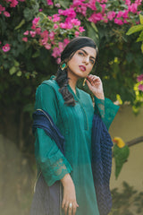 Emerald Green Kurta With Laces Set (3 Piece)