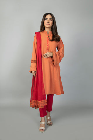 Burnt Orange Hand Embroidered Kurta NR-008