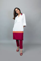 Sublime White Colour-blocked Shirt NR-001