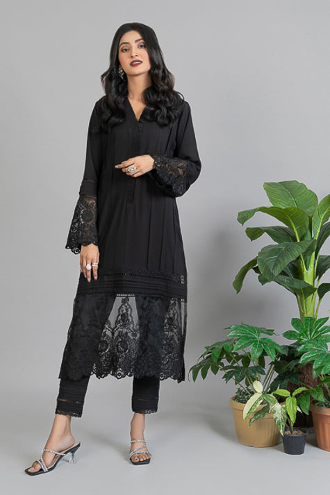 Classic Black with Laces and Pleats (2 Piece)