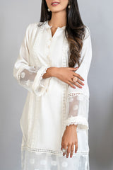 White with Laces and Pleats (2 Piece)