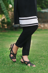 White & Black Colour Blocked Outfit (2 Piece)