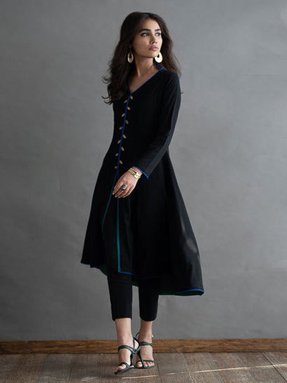 Black Linen Princess Cut Outfit (2 Piece)