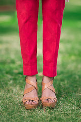 White Side Collar with Red Pants (2 Piece)