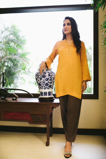 Honey Hand Embroidered Zari Shirt NZ-005