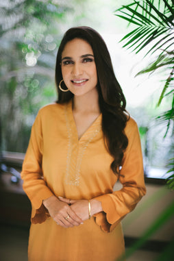 Honey Hand Embroidered Zari Shirt NZ-005