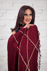 Deep Red Winter Shawl NJ-001