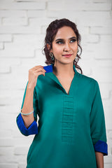 Green with Blue Cotton Shirt NJ-006