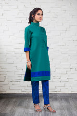 Green with Blue Cotton Shirt NJ-006