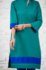 Green with Blue Cotton Shirt NJ-006