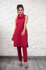 Ruby Red Cowl Neck Shirt NJ-004