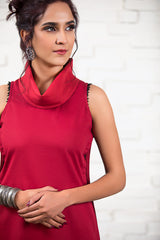 Ruby Red Cowl Neck Shirt NJ-004