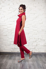 Ruby Red Cowl Neck Shirt NJ-004