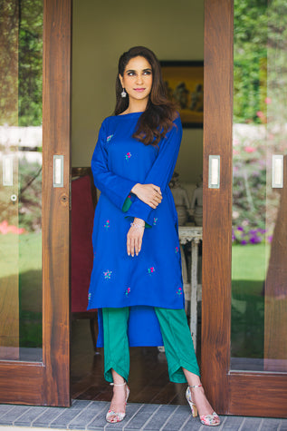 Blue Hand Embroidered Shirt NZ-009