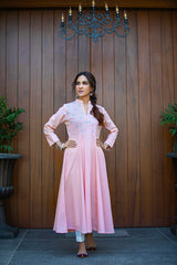 Coral Pink Hand Embroidered Angrakha  NZ-002