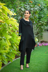 Black Hand Embroidered Shirt NZ-008