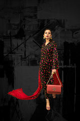 Black/Red Chiffon Dupatta NRN-006-BRD