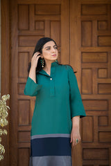 Green Colour Blocked Set (2 Piece)