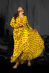 Yellow Floral Cheent Dress Set (2 Piece)