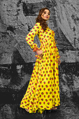 Yellow Floral Cheent Dress Set (2 Piece)