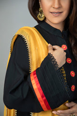 Black Hand Embroidered Kurta NR-007