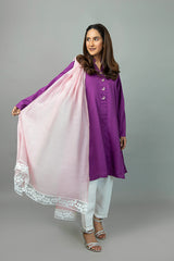 Pink Dupatta with Lace NR-009