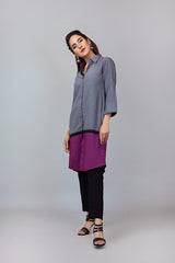 Charcoal Grey Colour-blocked Shirt NR-003