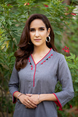 Grey with Red Detail Shirt NS-009