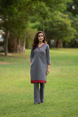 Grey with Red Detail Shirt NS-009