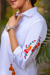 White Hand Embroidered Shirt NZ-001