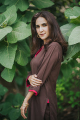 Brown and Cerise Pink Shirt NS-005