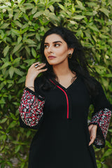 Black with Embroidered Sleeves Shirt NB-004