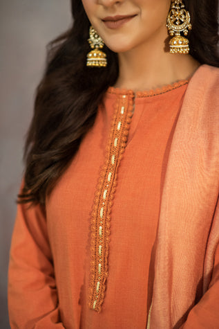 Rustic Orange Lace and Gota Shirt NQ-003