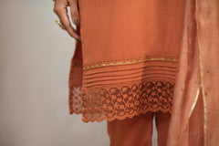 Rustic Orange Lace and Gota Shirt NQ-003