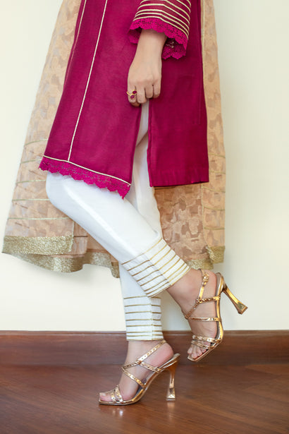 Straight Off White Pants with Gota NRA-003