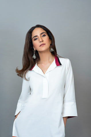 Sublime White Colour-blocked Shirt NR-001