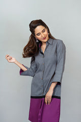 Charcoal Grey Colour-blocked Shirt NR-003